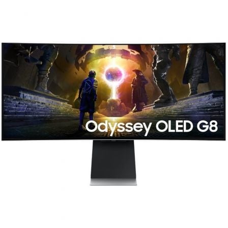 Smart Monitor Gaming Ultrapanorámico Curvo Samsung G8 Odyssey OLED S34DG850SU 34'/ WQHD/ 0.03ms/ 175Hz/ Multimedia/ Regulable en altura/ Plata